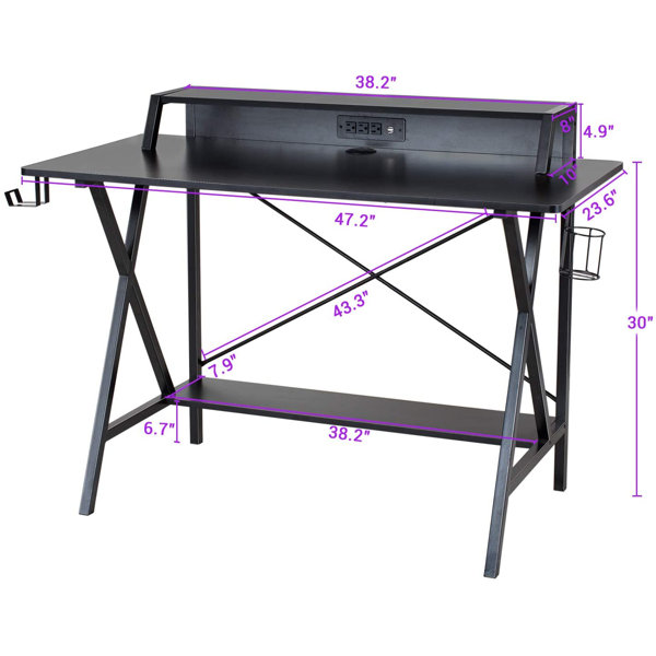 Inbox Zero Desk with Hutch And Built in Outlets & Reviews Wayfair